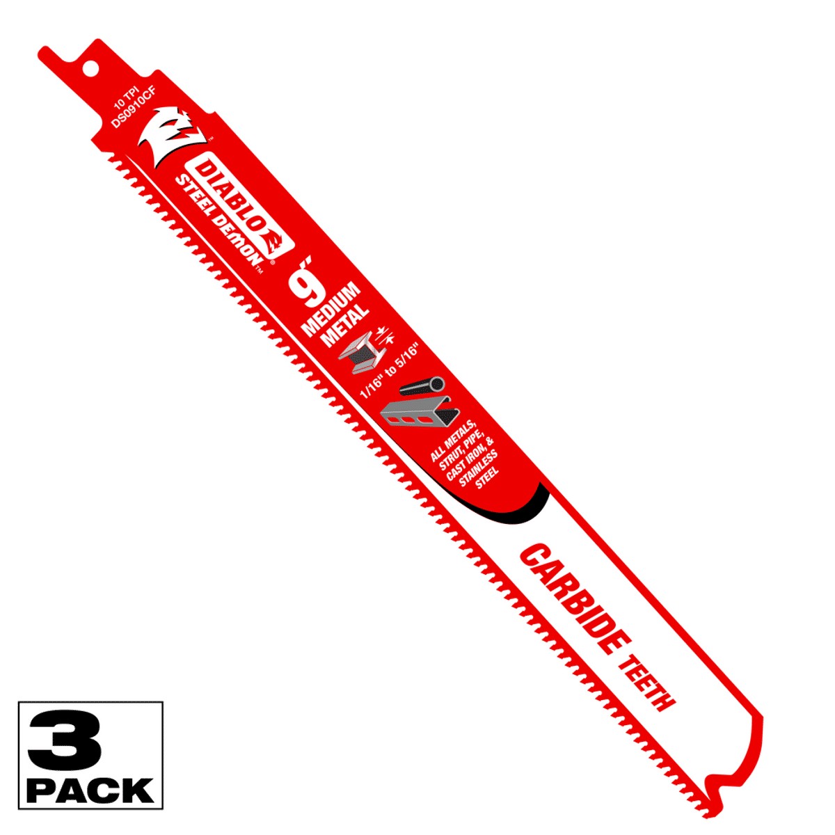 3pk 9'' Mtl Recip Blade