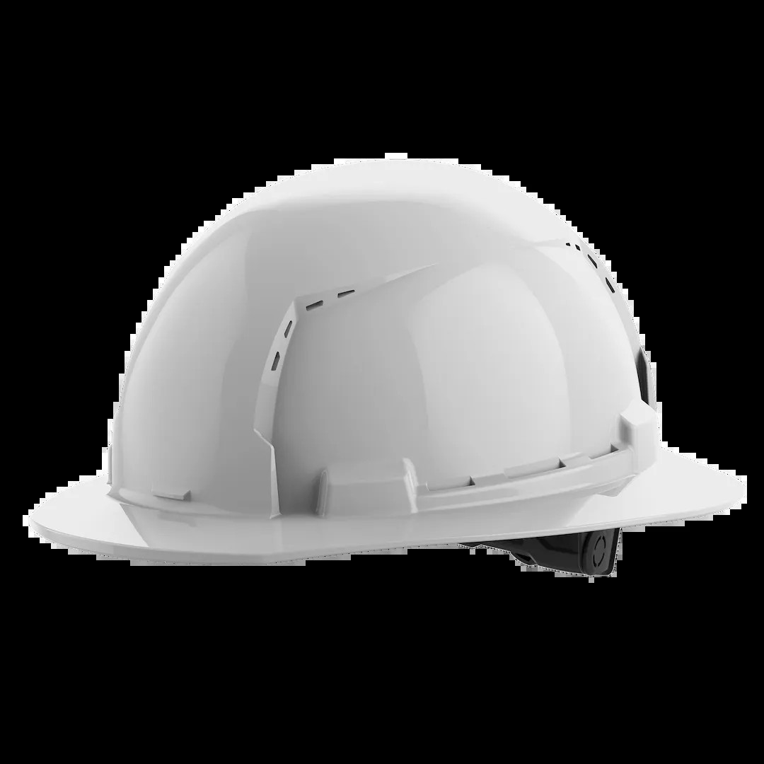 B?WhiteFullBrimVentedHardHat