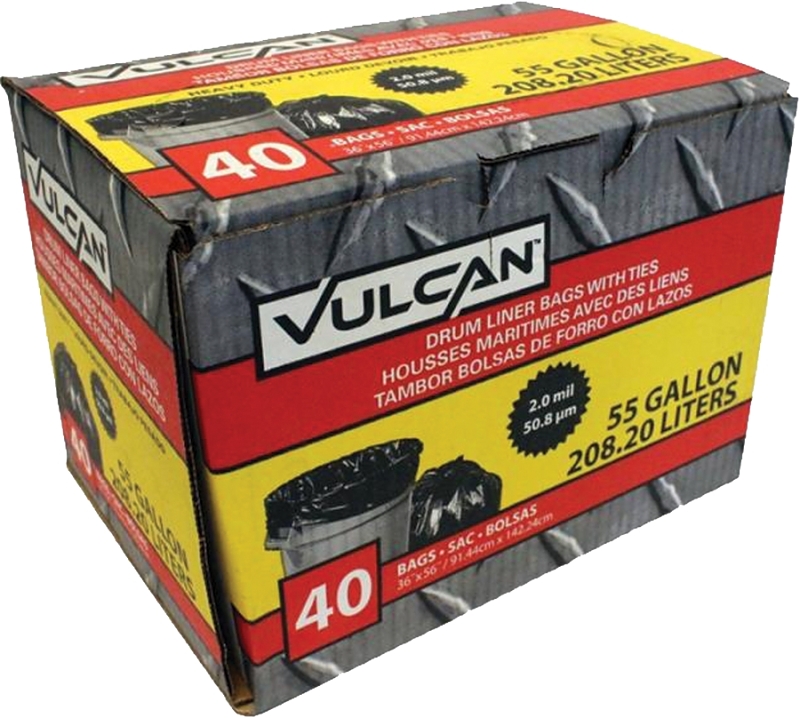 55gal 40pc Blk Vulcan Drum Liner