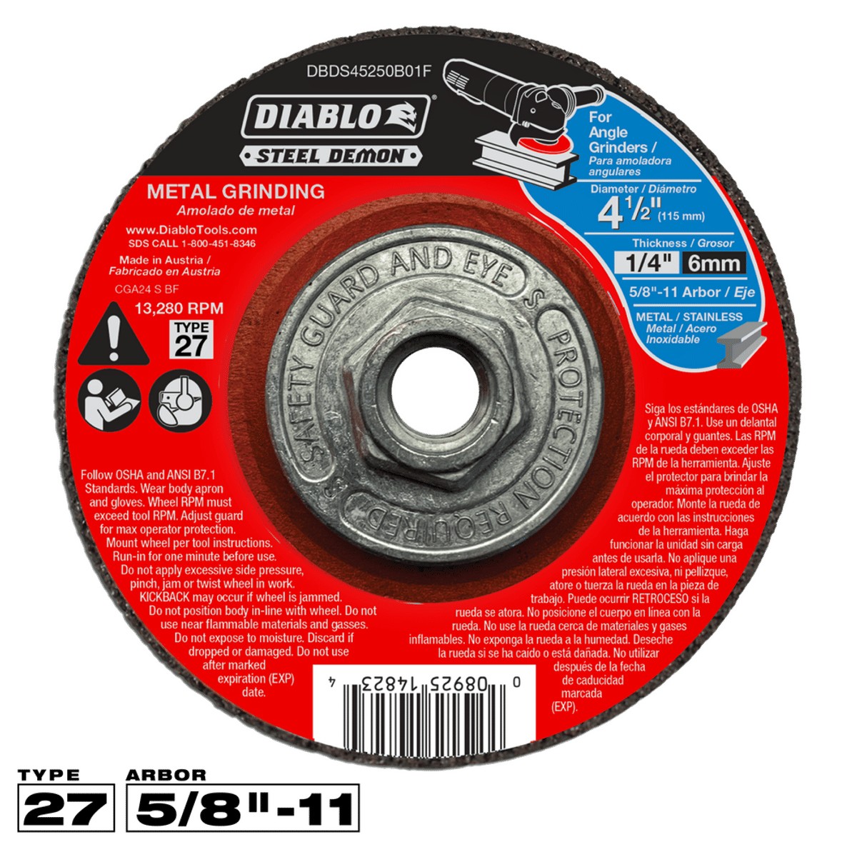 4-1/2Type27stmtlGrindingDisc