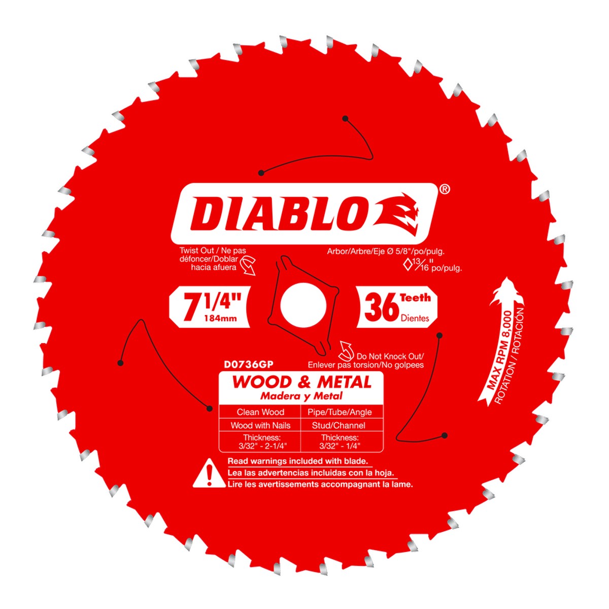 7-1/4x36t Wd/mtl Blade